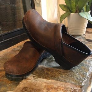 Brown leather Dansko clogs